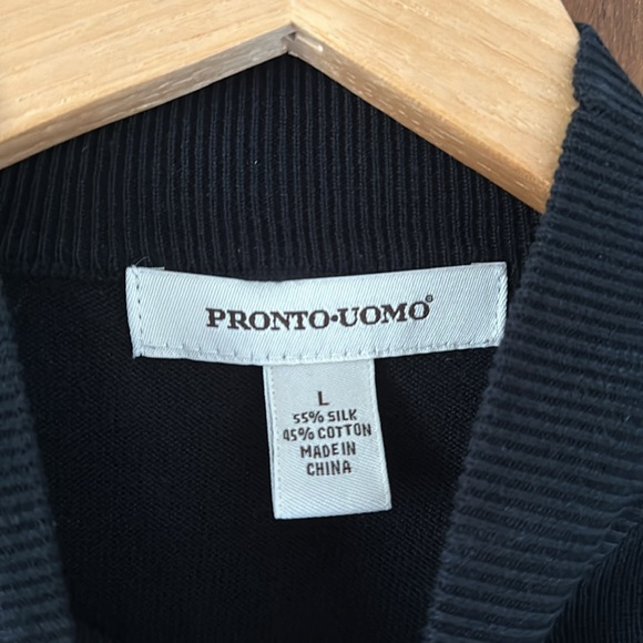Pronto Uomo Cozy Mock Neck Silk Cotton Sweater L - Picture 2 of 4